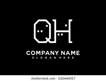 Q H initial logo template vector