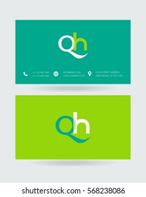 Q & H Letter logo design vector element with Business card