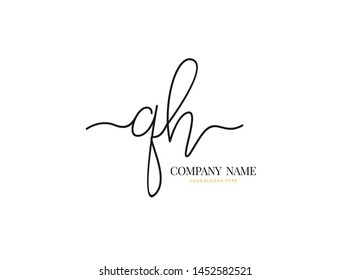 Q H QH Beauty vector initial logo, handwriting logo of initial signature, wedding, fashion, jewerly, boutique, floral and botanical with creative template for any company or business.