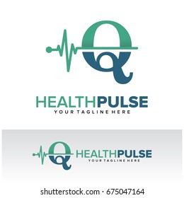 Q Health Pulse Letter Logo Template Design Vector, Emblem, Design Concept, Creative Symbol, Icon