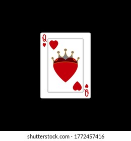 Q heart cards with crowns design vector