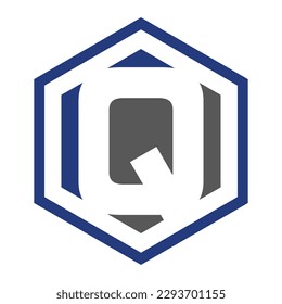 Q hexagon logo icon template 1