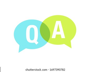 Q and A icon. Blue and green q & a logo. 