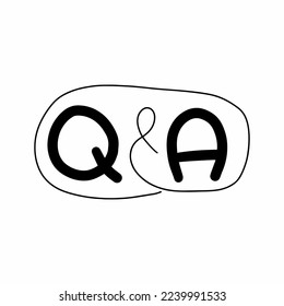 Q and A icon. Question and answer hand drawn illustration.