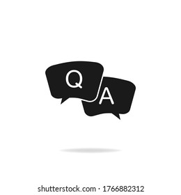 Q and A icon in speech bubble isolated on white background. Vector