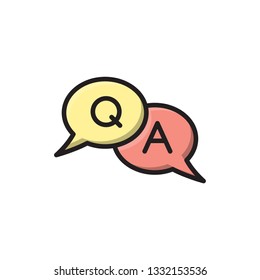 q and a icon vector design full colour