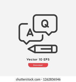 A Q icon vector. Linear style sign for mobile concept and web design. A Q symbol illustration. Pixel vector graphics - Vector.