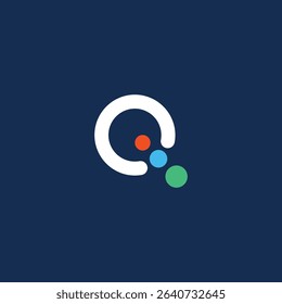 Q Information Technology Business Logo. A classic Artificial Intelligence icon for financial. A circle Q shaped icon