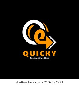 Q Initial Forward Arrow Fast Quick Logotype Vector Icon Illustration