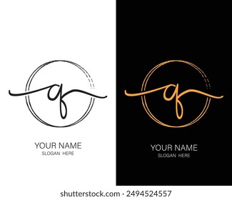 Q initial handwriting logo design template