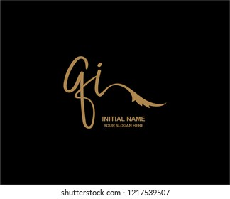 Q I Initial Handwriting Logo Template