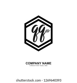 Q Q Initial Handwriting Logo Template Vector 