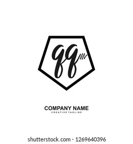 Q Q Initial Handwriting Logo Template Vector 