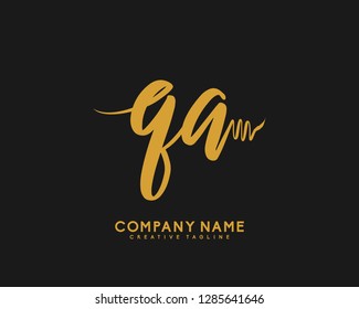 Q A Initial Handwriting Logo Template Vector