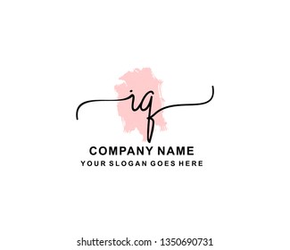I Q Initial Handwriting Logo Template