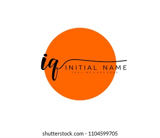 I Q Initial handwriting logo vector. Hand lettering for designs.