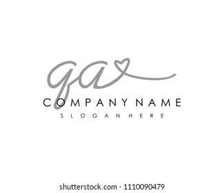 Q A Initial handwriting logo vector