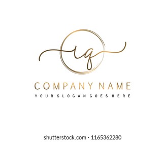 I Q Initial handwriting logo vector