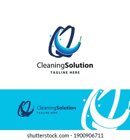 P Carta inicial para el concepto de negocio del logotipo del servicio de limpieza. Hogar, casa, servicios de oficina, mantenimiento de la marca de diseño vectorial, 