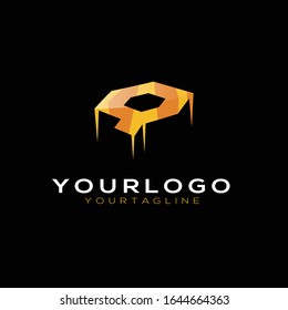 Q initial letter gold elegant 3D logo