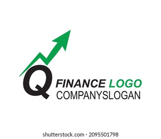 Q Initial Letter Graphic Growth arrow Logo Idea for finance, accounting, management, commerce, economy Company branding logo, the financial and marketing company, vector illustration 