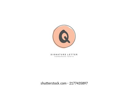Q Initial letter handwriting and  signature logo. A concept with template element.