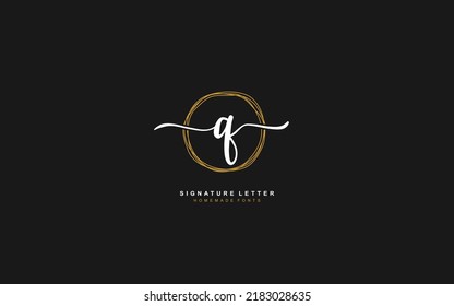 Q Initial letter handwriting and  signature logo. A concept with template element.