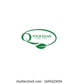 Q initial letter round leaf logo template