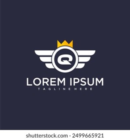 Q initial monogram for business logo with eagle and crown image