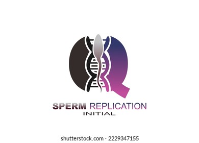 Q Initial Sperm Replication glyph icon. Style is bicolor flat symbol

