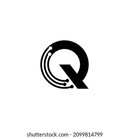 Q Initial Technology Logo Design Vector Template