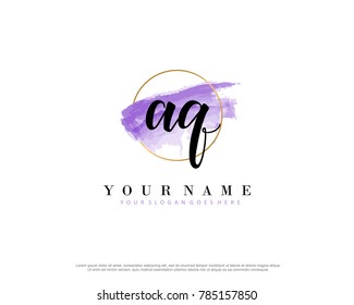 A Q Initial water color logo template vector