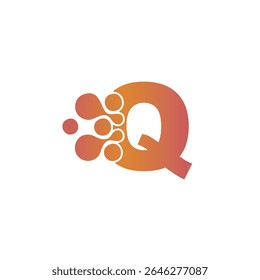 Q initials dot technology connection vector logo design