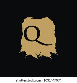 Q initials gold grunge vector