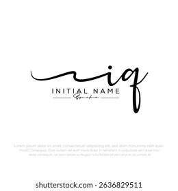I Q IQ Letra inicial Escritura a mano y logotipo de la firma
