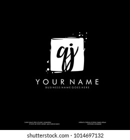 Q J initial square logo template vector
