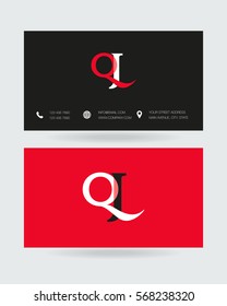 Q & J Letter logo design vector element with Business card
