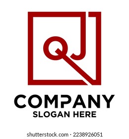 Q J lettering with square design vector template