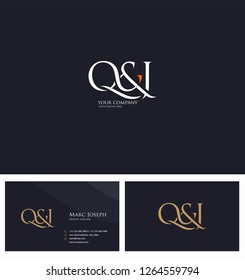 Q & J letters Joint logo icon and Business card vector template.