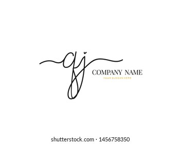 Q J QJ Initial handwriting logo design with circle. Beautiful design handwritten logo for fashion, team, wedding, luxury logo.