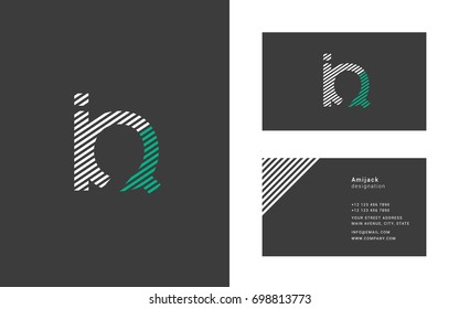 I Q joint logo design letter with business card template