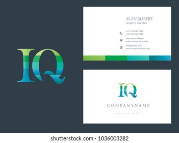 I & Q joint logo multi color letter design with business card template