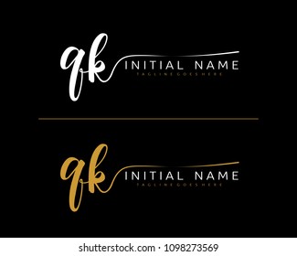 Q K Initial handwriting logo vector. Hand lettering for designs.