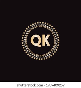 Q K letter logo abstract design