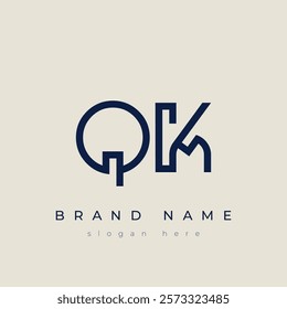 Q and K logo design. QK abstract Letters Logo Monogram. This logo design is the process of creating a visual symbol that represents a brand, company, or individual.