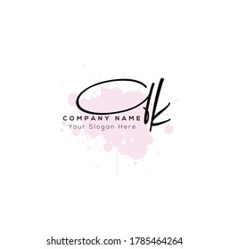 Q K QK Initial Brief Handschrift und Unterschrift Logo.	