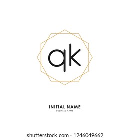 Q K QK Initial logo letter with minimalist concept. Vector with scandinavian style logo.