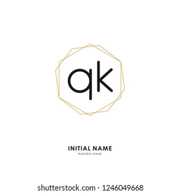 Q K QK Initial logo letter with minimalist concept. Vector with scandinavian style logo.