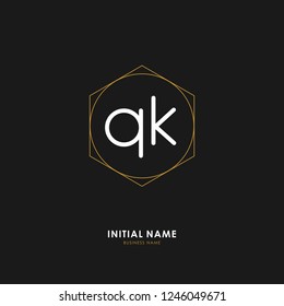 Q K QK Initial logo letter with minimalist concept. Vector with scandinavian style logo.