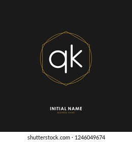 Q K QK Initial logo letter with minimalist concept. Vector with scandinavian style logo.